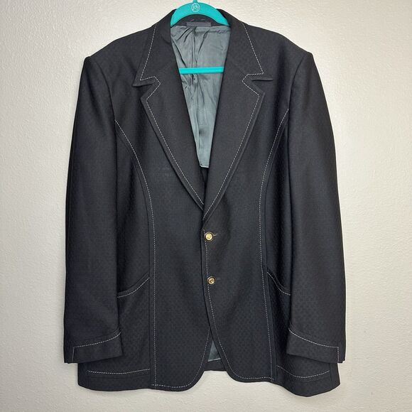 Vintage 1970s Brown Polyester Jacket Men Size XL Exposed Stitching Sportscoat